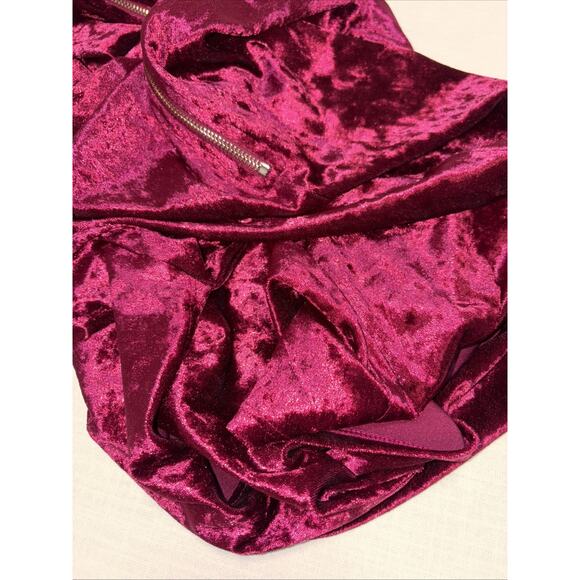 Charlotte Russe Crushed Velvet Bodycon Faux Wrap Choker Neck Gold Zip Mini Med - Picture 14 of 16